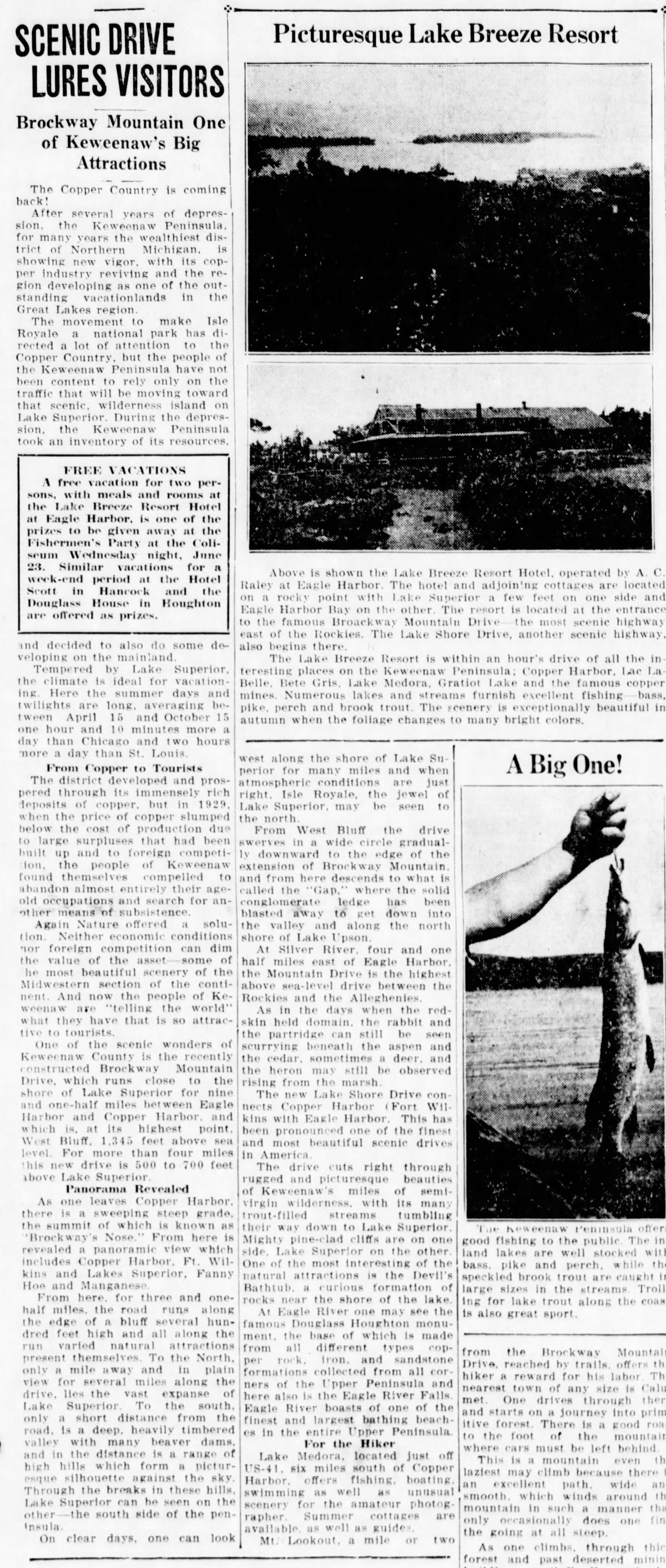 Lake Breeze Hotel - Jun 16 1937 Article
